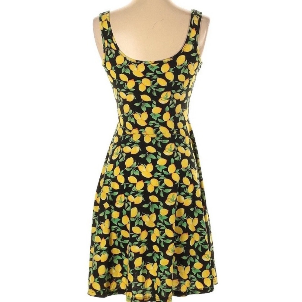 Zeagoo Womens Lemon Print Sleeveless Summer Dress Black Yellow Medium